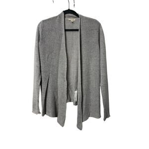 Eileen Fisher Gray Linen Open Front Long Sleeve Cardigan Sz Small